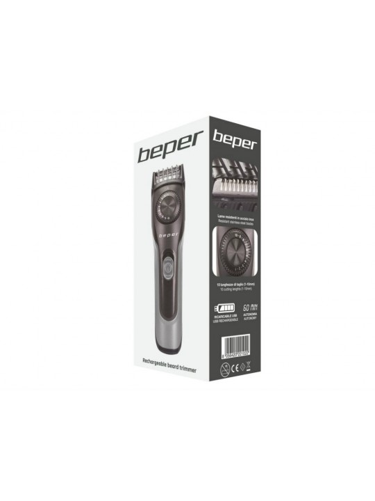 Beper 40.332 Επαναφορτιζόμενη Κουρευτική Μηχανή Γενειάδας - Beard Trimmer USB