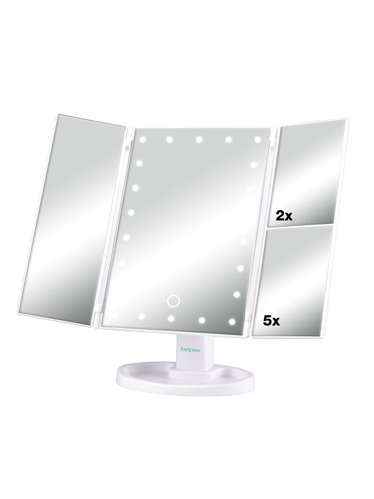 Beper Καθρέφτης Μπαταρίας Τριπλής Επιφάνειας με Μεγέθυνση και Φωτισμό LED P302VIS050