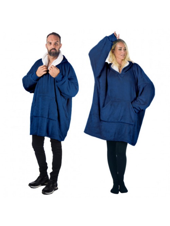 HomeVero Comfort Blanket Βελούδινη Oversized Μπλούζα – Κουβέρτα HV-CB-NB Μπλε