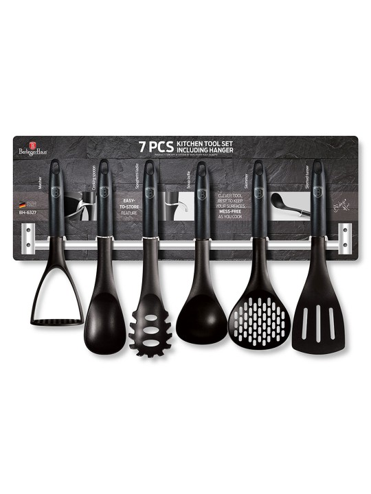 Berlinger Haus Σετ εργαλεία κουζίνας 7τμχ με επιτοίχια βάση, Black Silver Collection BH-6327