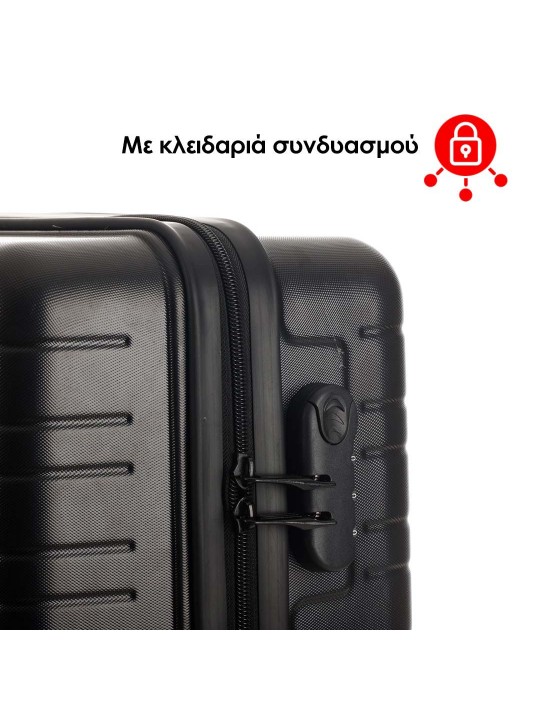 Ferellino Σετ βαλίτσες ταξιδιού σκληρές 3 τμχ σε μαύρο χρώμα με 4 τροχούς Diamant FF0107113-001