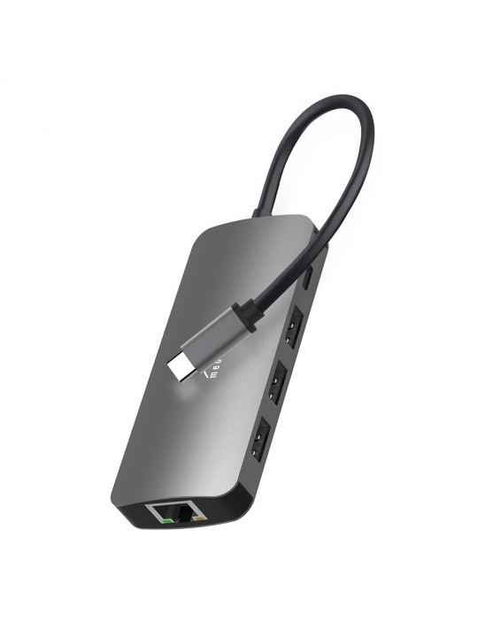 Hub Media-Tech MT5044 8 σε 1 USB-C με 3xUSB 3.0, USB-C PD, HDMI, RJ45, SD και Micro SD Θύρες Γκρι