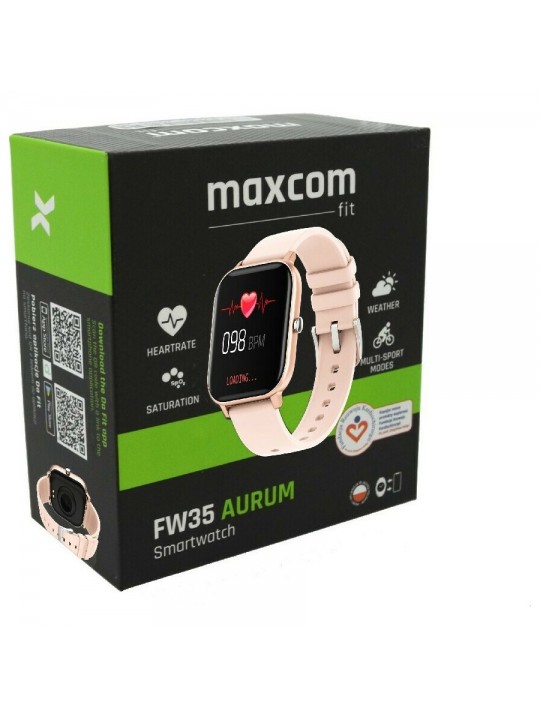 Maxcom Smartwatch FitGo FW35 Aurum IP67 170mAh Ροζ Χρυσό Silicon Band