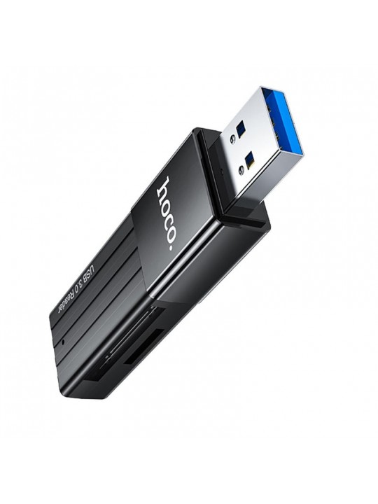 Αναγνώστης Κάρτας Μνήμης Hoco HB20 Mindful 2 σε 1 USB 3.0 έως 5Gbps και 2TB για Micro SD και SD Μαύρος