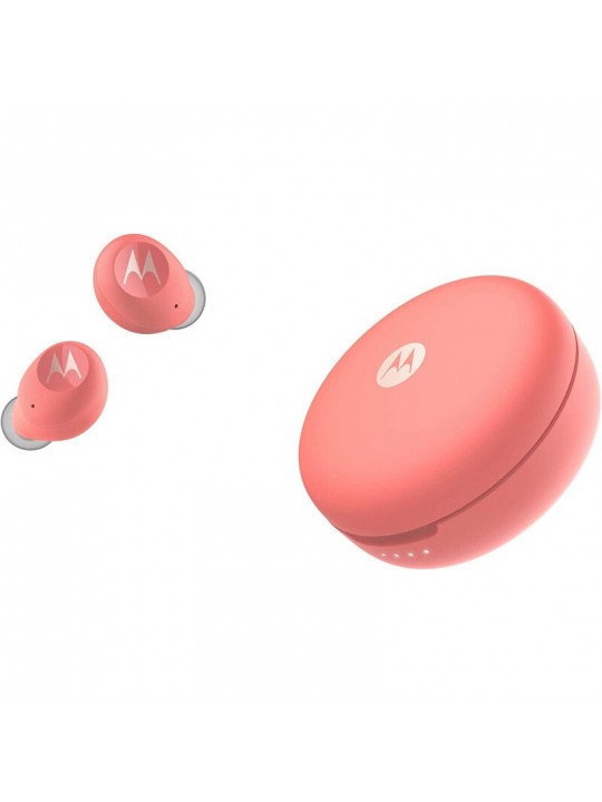 Bluetooth Hands Free Motorola Vervebuds 250 In-ear TWS IPX5 με Ασύρματη Φόρτιση Κοραλί Συμβατά με Alexa, Siri και Google Assistant