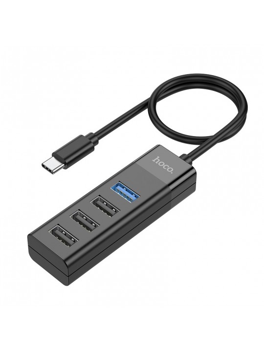 Hub USB-C Hoco HB25 4 in 1 Easy display USB-C σε USB3.0 x 1 και USB2.0 x 3 Μαύρο