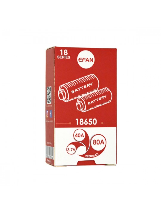 Επαναφορτιζόμενη Μπαταρία Βιομηχανικού Τύπου,EiZfan IMR18650 Li-Mn 3.7V 2200mAh 40A/80A 2τμχ με Κουτί Αποθήκευσης