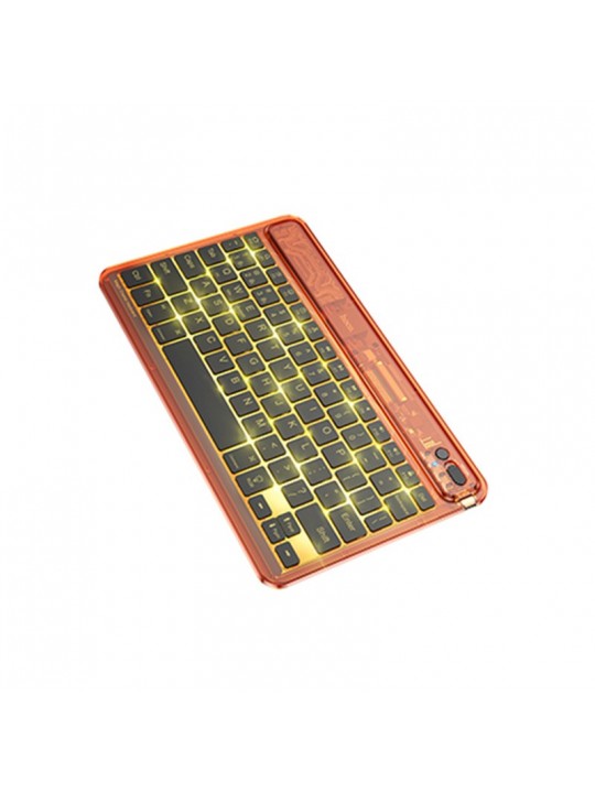 Πληκτρολόγιο Hoco S55 Ασύρματο BT5.0 500mAh 78 Πλήκτρα με ημιδιαφανές σχέδιο και εφέ φωτισμού Πορτοκαλί