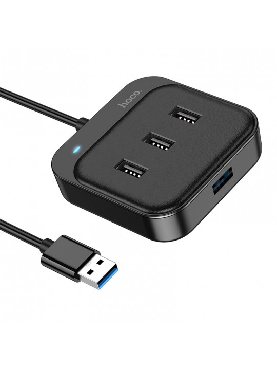 Hub USB Hoco HB31 Easy 4-in-1 με 1 x USB3.0 και 3 x USB2.0 1.2m Μαύρο
