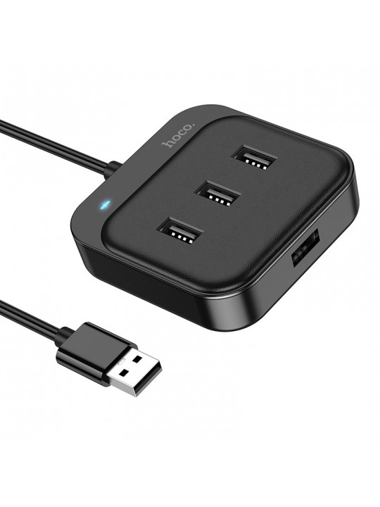 Hub USB Hoco HB31 Easy 4-in-1 με 4 x USB2.0 1.2m Μαύρο