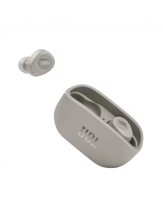 Bluetooth Hands Free JBL Vibe 100TWS  In-ear με 20 ώρες Αυτονομία Deep Bass Sound με Θήκη Φόρτισης Ivory