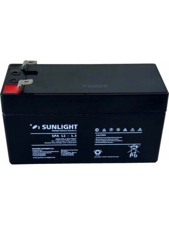 Μπαταρία Sunlight VRLA AGM (12V 1.3Ah) 0.5kg 50mm x 40mm x 97mm