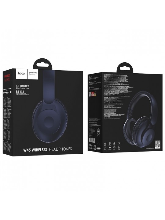 Wireless Ακουστικά Stereo Hoco W45 Enjoy V5.3 4 00mAh AUX Μπλε