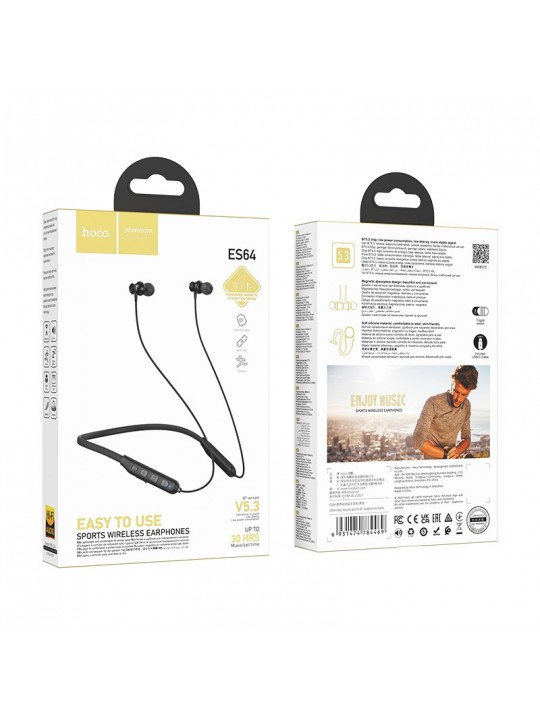 Bluetooth Hands Free Hoco ES64 Easy Sound Magnetic Necklace Hi-Fi 5.3 200mAh Μαύρο
