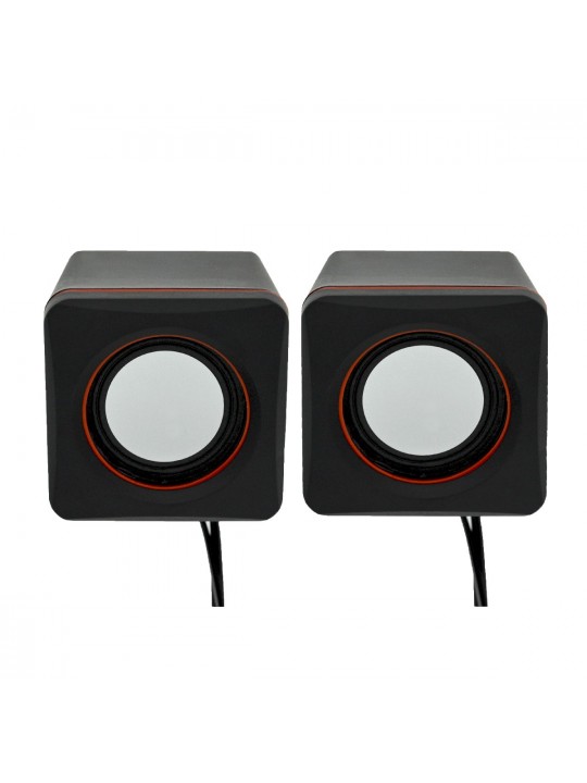 Ηχείο Stereo Multimedia Leerfei D-02L με σύνδεση 3.5mm και USB φόρτιση, Μαύρο Κόκκινο