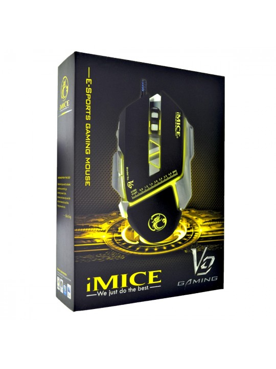 Ενσύρματο Ποντίκι iMICE V9 Gaming 7D με 7 Πλήκτρα, 2400 DPI, Multimedia και LED Φωτισμό. Μαύρο-Γκρι