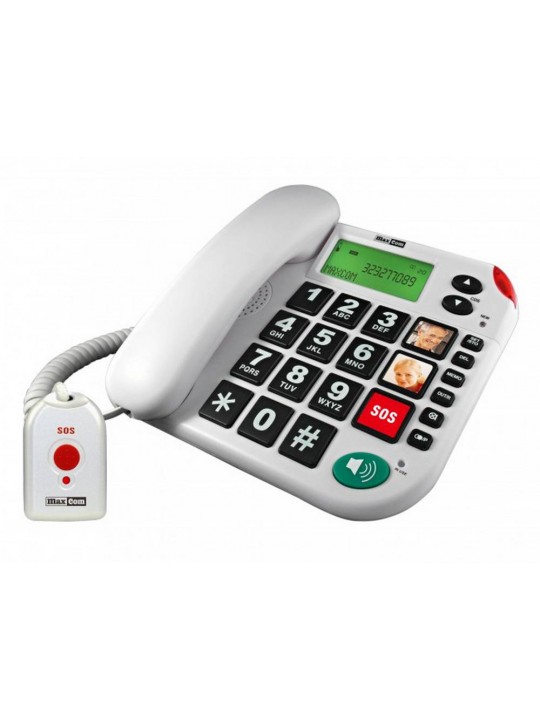 Σταθερό Ψηφιακό Τηλέφωνο Maxcom KXT481 SOS Λευκό με Οθόνη, Ένδειξη Κλήσης Led, Μεγάλα Πλήκτρα χωρίς Ελληνικό Μενού