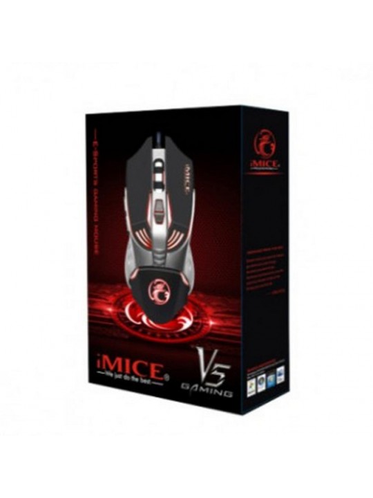 Ενσύρματο Ποντίκι iMICE V5 Gaming 7D με 7 Πλήκτρα, 3200 DPI, Multimedia και LED Φωτισμό. Μαύρο