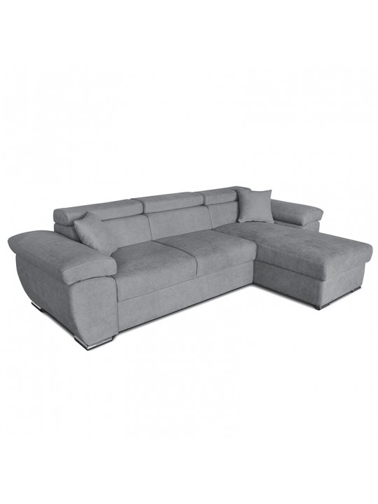 Γωνιακός καναπές-κρεβάτι αναστρέψιμος Comy pakoworld γκρι 286x160x75-90εκ