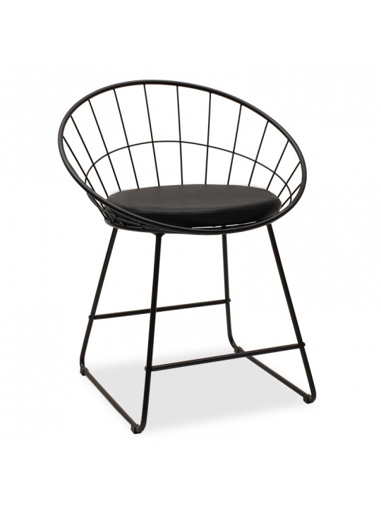 Καρέκλα Seth pakoworld μέταλλο μαύρο-μαξιλάρι PVC μαύρο