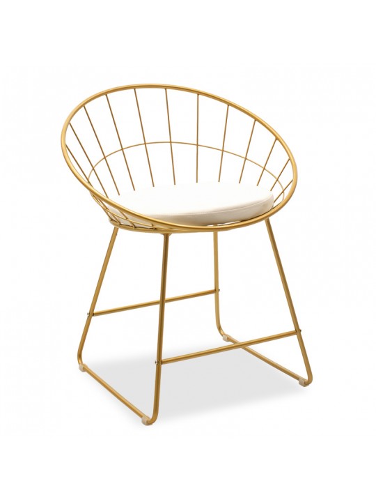Καρέκλα Seth pakoworld μέταλλο χρυσό-μαξιλάρι PVC λευκό
