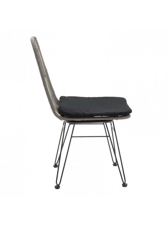Καρέκλα Naoki pakoworld pe γκρι-μέταλλο μαύρο