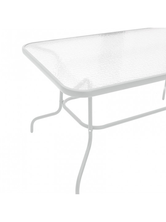 Τραπέζι Valor pakoworld μέταλλο λευκό-γυαλί 140x80x70εκ
