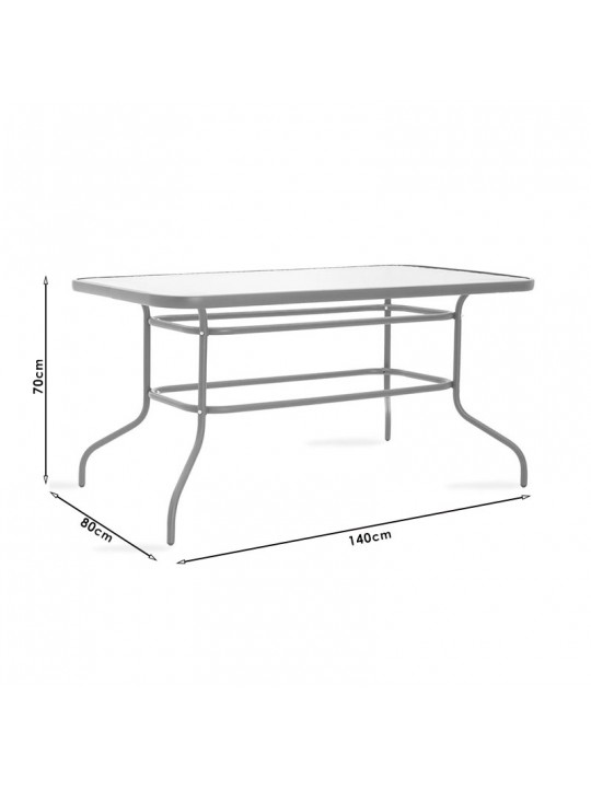 Τραπέζι Valor pakoworld μέταλλο λευκό-γυαλί 140x80x70εκ