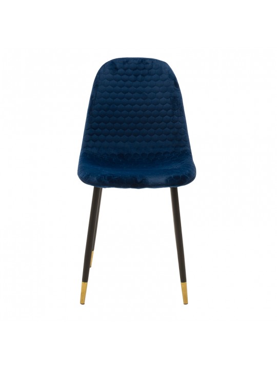 Καρέκλα Sila pakoworld βελούδο μπλε-μαύρο χρυσό πόδι