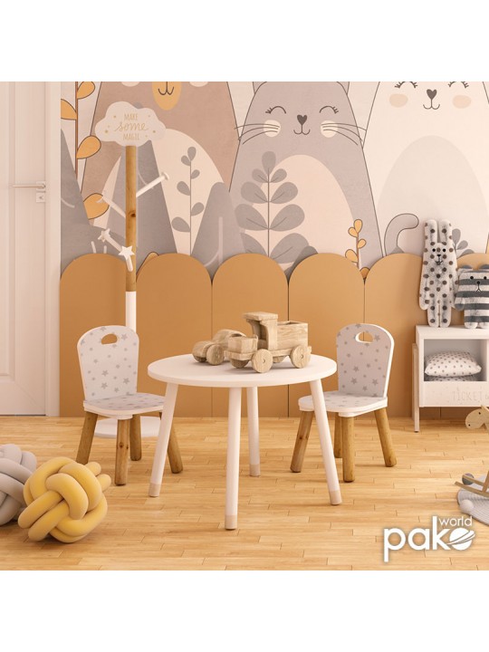 Παιδικό τραπεζάκι Playful pakoworld λευκό-φυσικό Φ60x43,5εκ