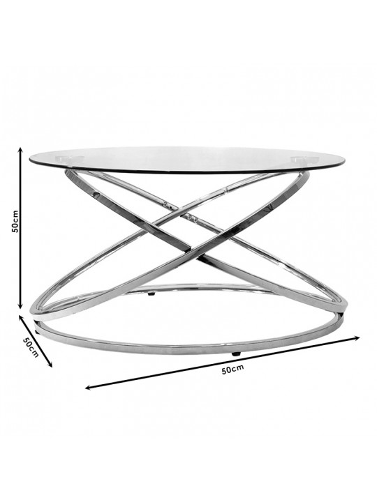 Τραπέζι σαλονιού Sabin pakoworld μέταλλο-γυαλί 8mm Φ80x43εκ