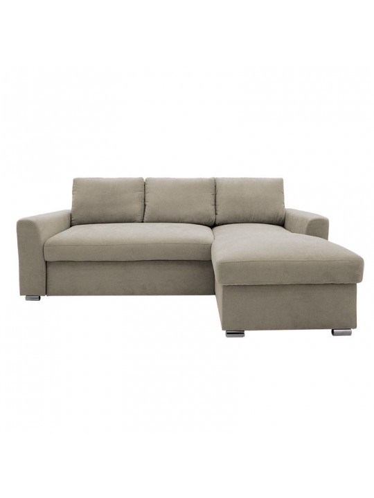 Γωνιακός καναπές-κρεβάτι αριστερή γωνία Belle pakoworld μπεζ 236x164x88εκ