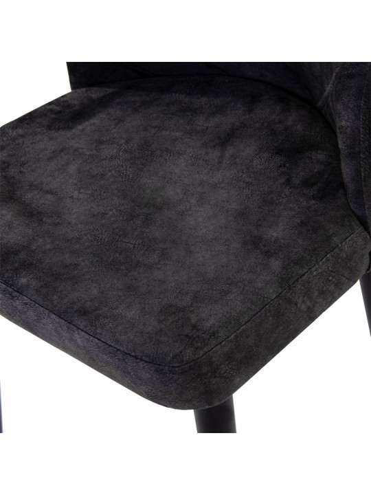 Καρέκλα Adeline pakoworld βελούδο ανθρακί antique-μαύρο πόδι