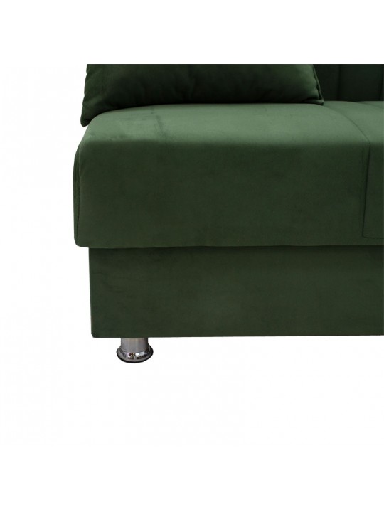 Kαναπές κρεβάτι Romina pakoworld 3θέσιος ύφασμα βελουτέ πράσινο 180x75x80εκ