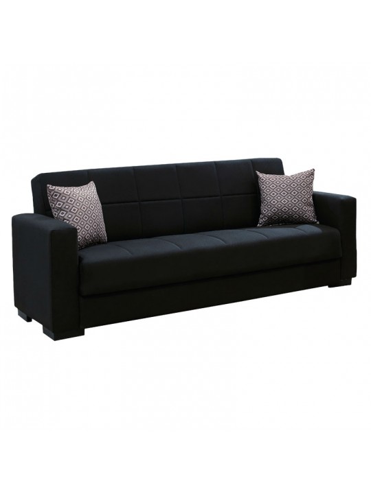 Kαναπές κρεβάτι Vox pakoworld 3θέσιος ύφασμα μαύρο 212x77x80εκ