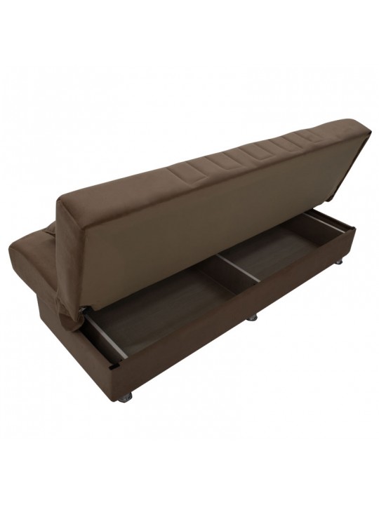Kαναπές κρεβάτι Romina pakoworld 3θέσιος ύφασμα βελουτέ μπεζ-μόκα 180x75x80εκ