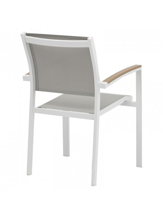 Πολυθρόνα Pori pakoworld λευκό αλουμίνιο με φυσικό polywood