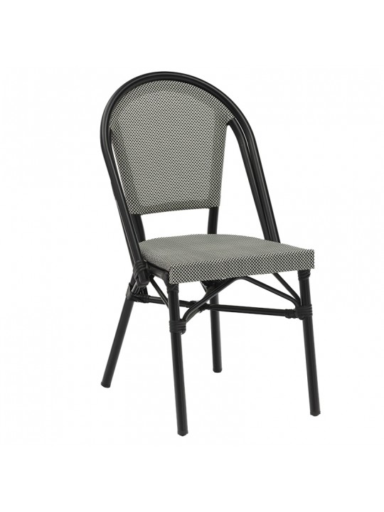 Καρέκλα Paris pakoworld αλουμίνιο μαύρο-textilene ασπρόμαυρο