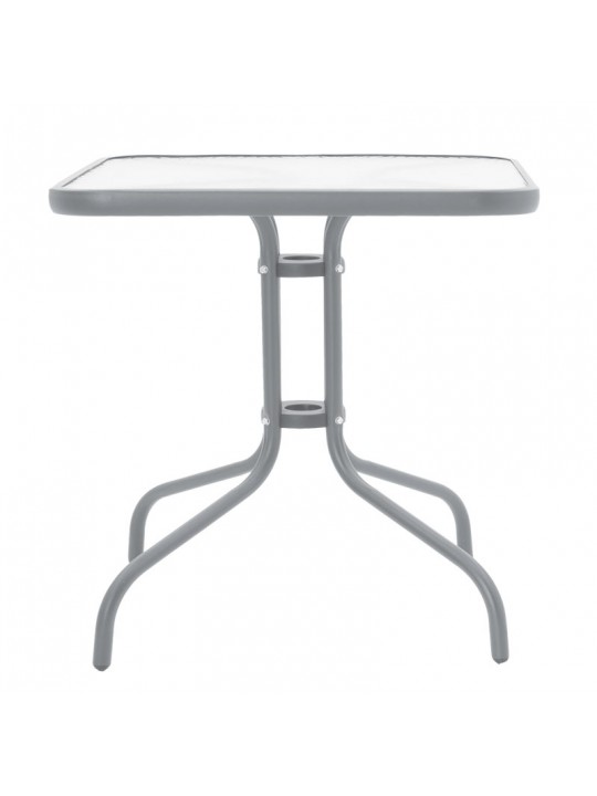 Τραπέζι Watson pakoworld μέταλλο γκρι-γυαλί 80x80x70εκ