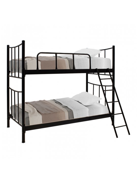 Κρεβάτι-κουκέτα Winston pakoworld μεταλλικό μαύρο gloss 90x190εκ