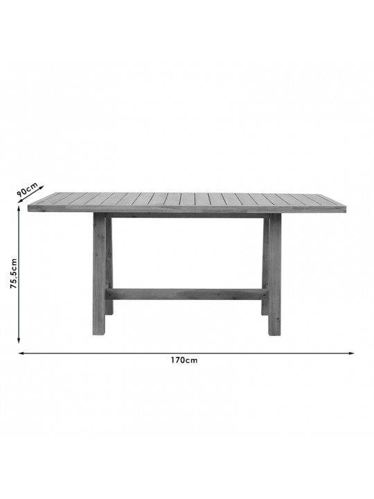 Τραπέζι Malibu pakoworld μασίφ ξύλο ακακίας 170x90x75.5εκ