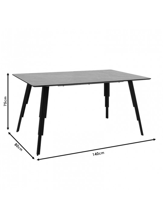 Τραπέζι Lifo pakoworld MDF ανθρακί cement-μαύρο 140x80x75εκ