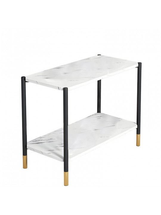Βοηθητικό τραπέζι Mara MDF λευκό μαρμάρου-μαύρο 80x40x55cm