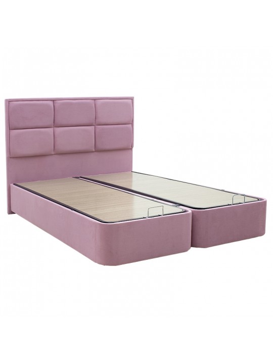 Κρεβάτι διπλό Blair pakoworld ύφασμα ροζ 160x200εκ