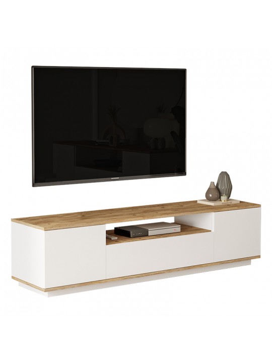 Έπιπλο τηλεόρασης Soren pakoworld sonoma-λευκό 180x.44.5x44.6εκ