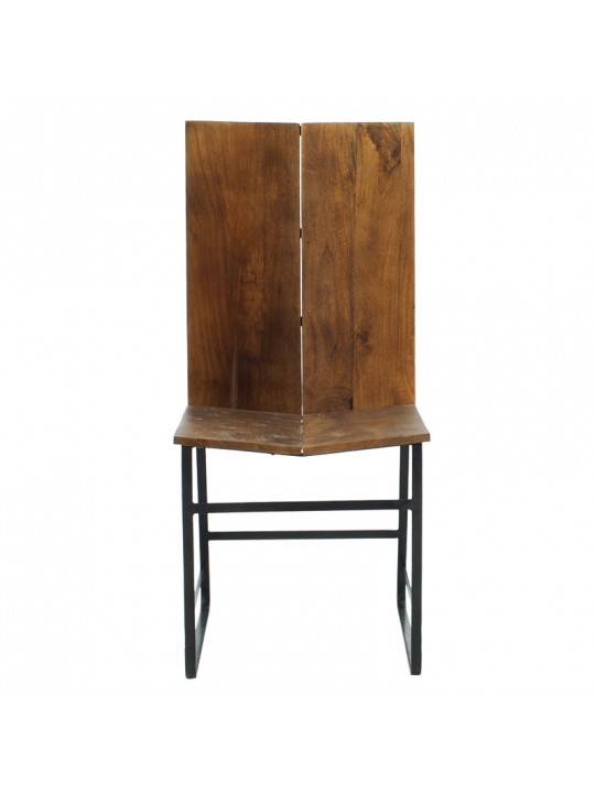 Καρέκλα Elora pakoworld μασίφ ξύλο ακακίας καρυδί-μέταλλο μαύρο