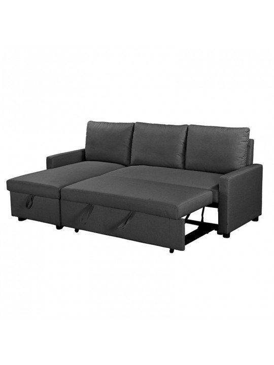 Γωνιακός αναστρέψιμος καναπές κρεβάτι Infuse pakoworld με αποθηκευτικό χώρο με ανθρακί ύφασμα 203x130x88εκ