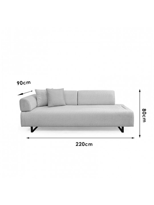 Καναπές-κρεβάτι PWF-0595 pakoworld 3θέσιος ύφασμα μπεζ 220x90x80εκ