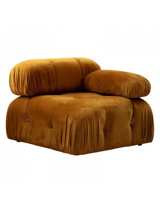 Πολυμορφικός καναπές Divine βελουτέ σε χρώμα μουσταρδί 288/190x75εκ