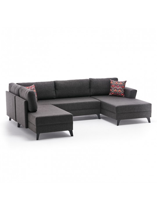Πολυμορφικός καναπές κρεβάτι PWF-0536 pakoworld ύφασμα ανθρακί 300x202x78εκ